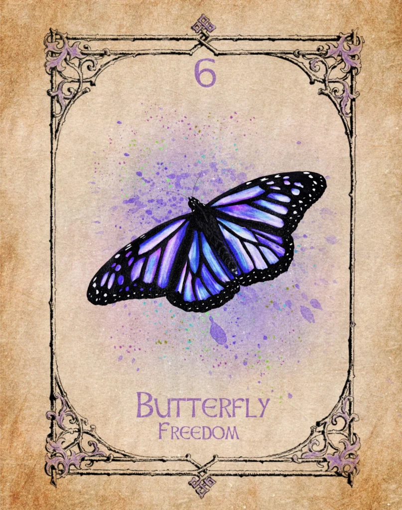 Butterfly - Freedom - Animal Spirit Oracle Illustration of a butterfly representing freedom in the Animal Spirit Oracle.