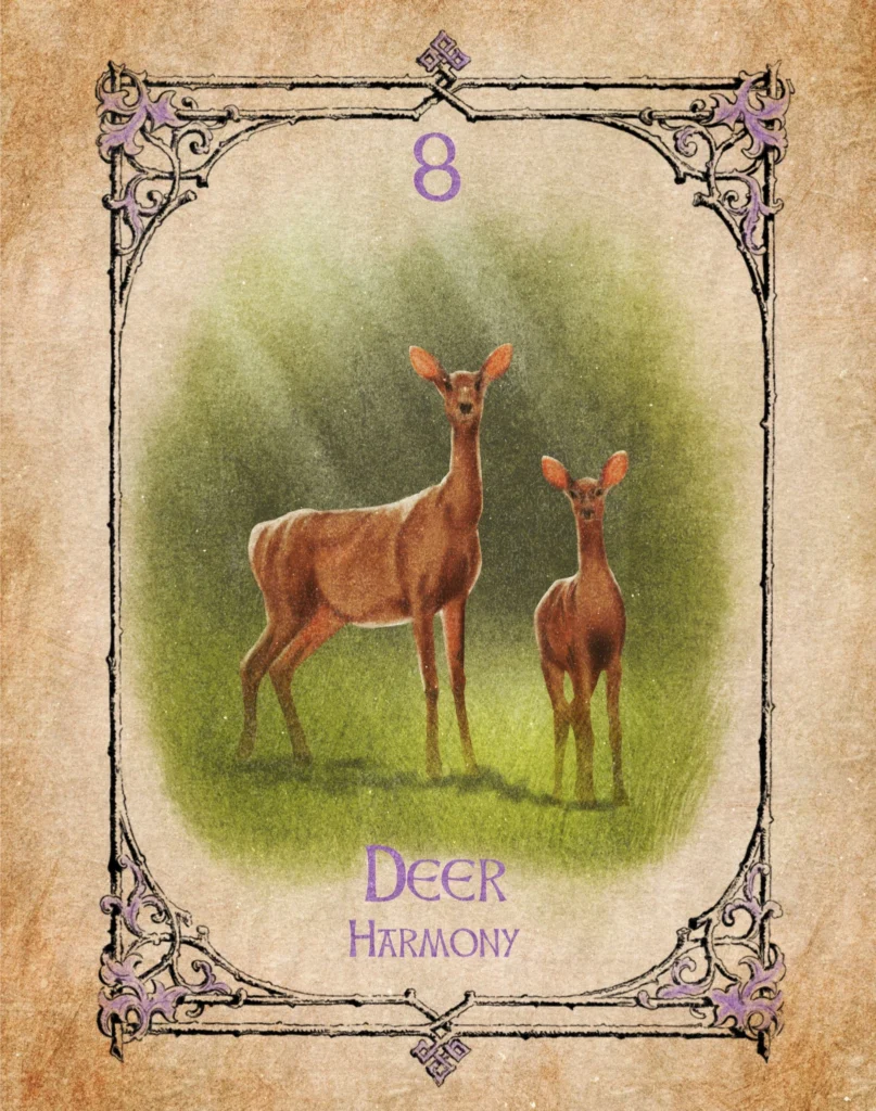Deer - Harmony - Animal Spirit Oracle Illustration of a deer representing harmony in the Animal Spirit Oracle.