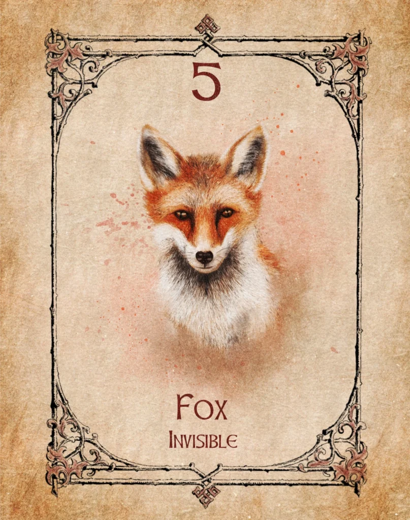 fox-invisible-animal-spirit-oracle Fox Animal Spirit Oracle illustration representing invisibility, resourcefulness, wisdom and transformation.