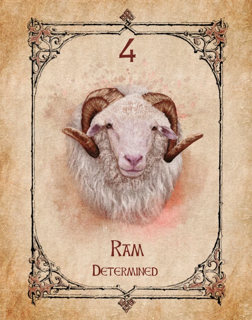 ram-determined-animal-spirit-oracle Ram Animal Spirit Oracle illustration representing determination, passion and stability.