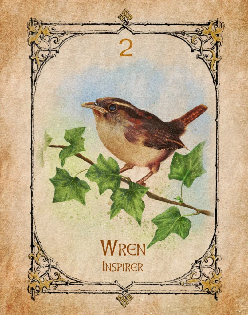wren-inspirer-animal-spirit-oracle Wren Animal Spirit Oracle illustration representing inspiration, motivation and positive change.